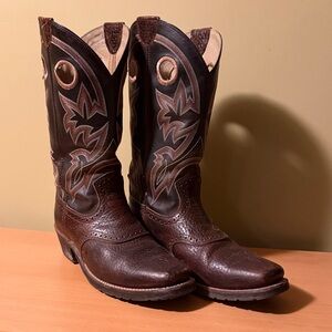 Double H Rich Brown Leather Cowboy Boots